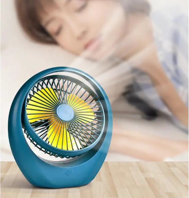 Alt view image 3 of 7 - Portable Fan, USB, Desk, Low Noise, 3Speeds Desktop with Powered Strong Wind Cooling(Blue White Shell)