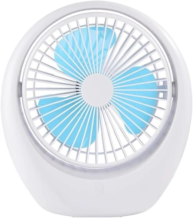 Alt view image 4 of 7 - Portable Fan, USB, Desk, Low Noise, 3Speeds Desktop with Powered Strong Wind Cooling(Blue White Shell)
