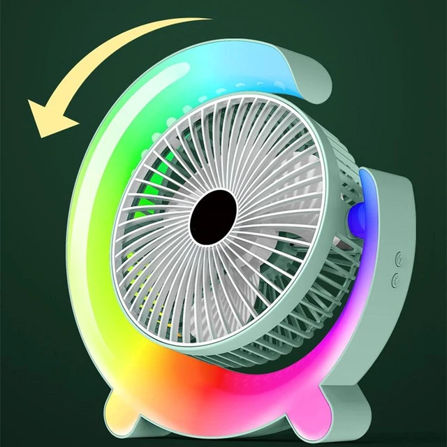 Alt view image 6 of 7 - Portable Fan, Electric Table USB Small Cooling with Colorful Light Desk for Room USB Desktop(B)