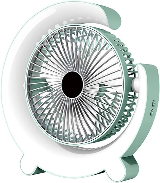 Alt view image 3 of 7 - Portable Fan, Electric Table USB Small Cooling with Colorful Light Desk for Room USB Desktop(Green)