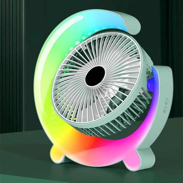Alt view image 4 of 7 - Portable Fan, Electric Table USB Small Cooling with Colorful Light Desk for Room USB Desktop(B)