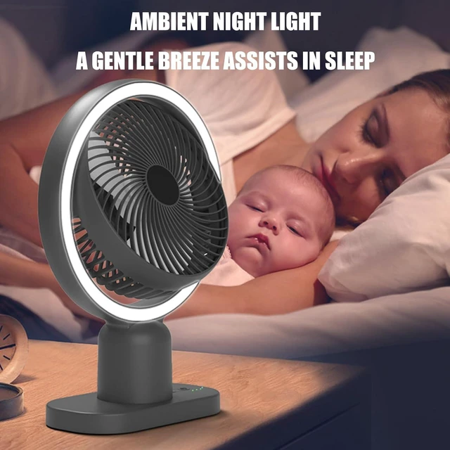 Alt view image 7 of 7 - Portable Fan, Individual with LED Light Option Low Noise Design USB Cooling Great for Bedroom Offices(Green,Light)