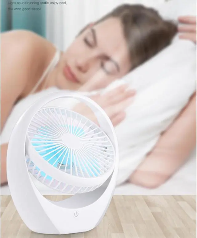 Alt view image 3 of 7 - Portable Fan, USB, Desk, Low Noise, 3Speeds Desktop with Powered Strong Wind Cooling(Yellow Blue Shell)