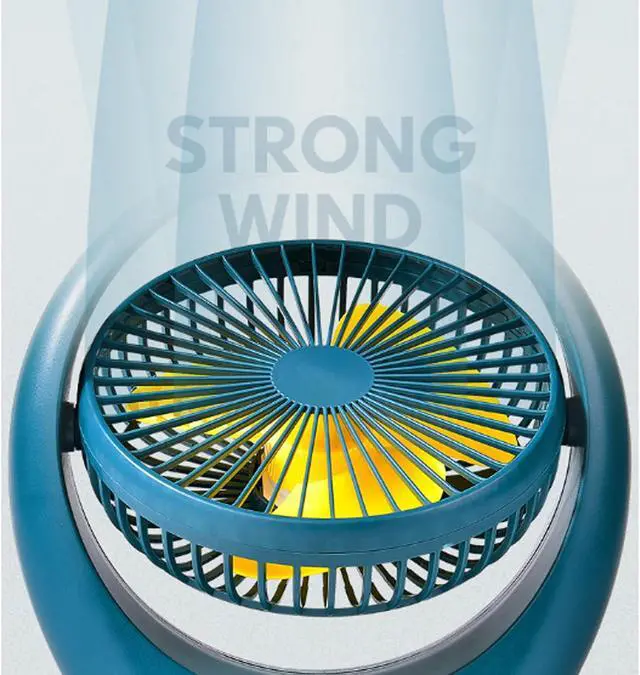 Alt view image 5 of 7 - Portable Fan, USB, Desk, Low Noise, 3Speeds Desktop with Powered Strong Wind Cooling(Yellow Blue Shell)