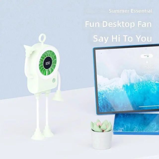 Alt view image 2 of 7 - Portable Fan, 5 Speed Powerful Cooling Tool for Home Gym Offices Use with Suction Cup(Green)