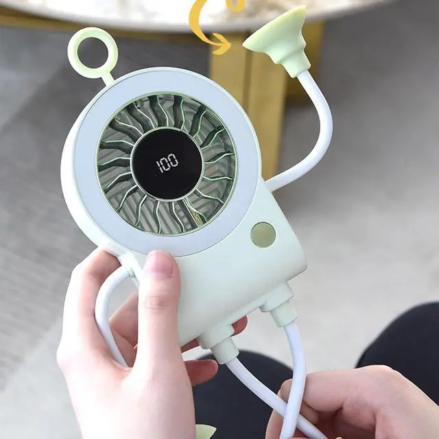 Alt view image 5 of 7 - Portable Fan, 5 Speed Powerful Cooling Tool for Home Gym Offices Use with Suction Cup(Green)