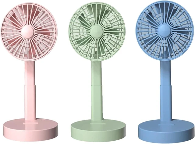 Alt view image 3 of 7 - Portable Fan, Rechargeable Desk 3 Speed Foldable Telescopic Low Noise Ventilation Small for Bedroom Desktop Cute(A)