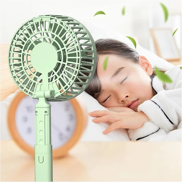 Alt view image 2 of 7 - Portable Fan, Rechargeable Desk 3 Speed Foldable Telescopic Low Noise Ventilation Small for Bedroom Desktop Cute(A)