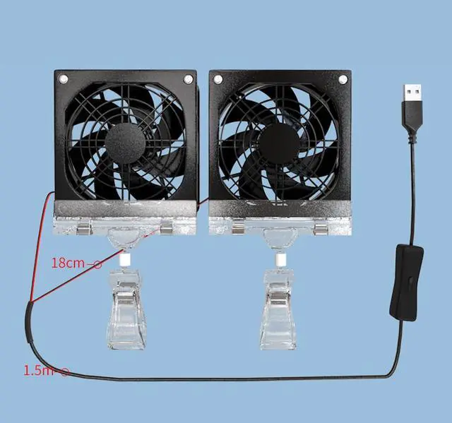 Alt view image 3 of 7 - Portable Fan, 8cm Adjustable Clip Switches Control and Mesh for Fish Tanks Electronics Angled USB(Single)