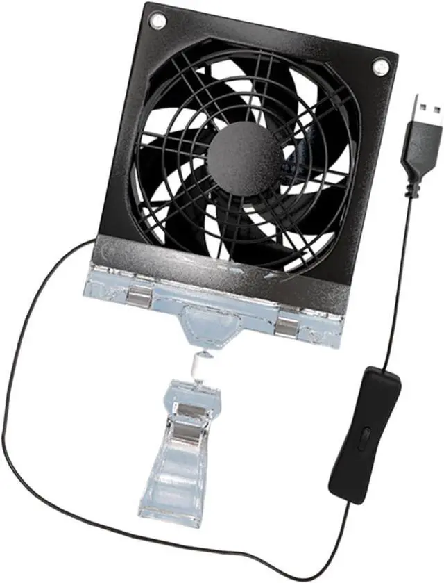 Alt view image 5 of 7 - Portable Fan, 8cm Adjustable Clip Switches Control and Mesh for Fish Tanks Electronics Angled USB(Single)