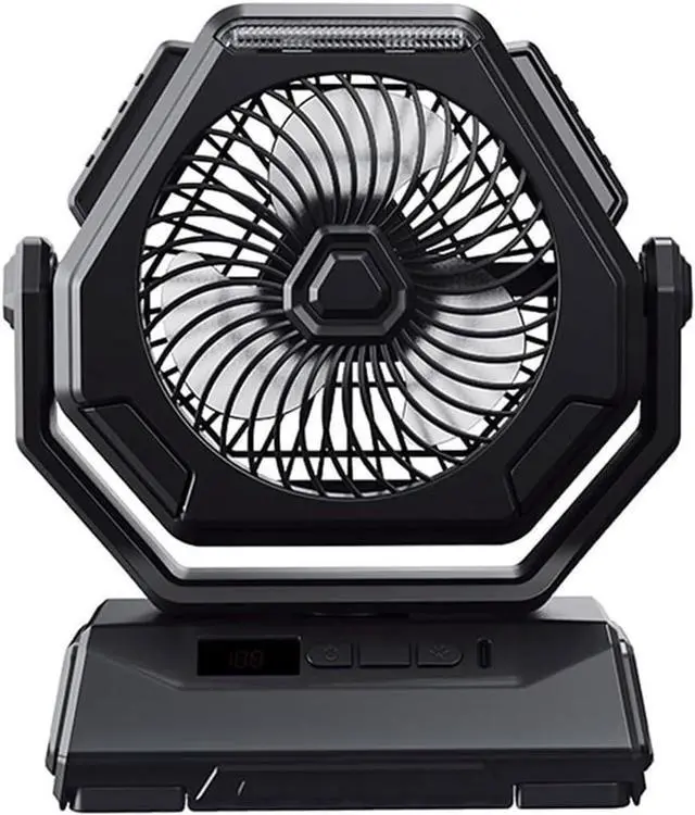 Main image of Portable Fan, USB 6000mAh Operated Table Hanging Camping with 3 Gear LED Light Garden(Green,None Shake Head)