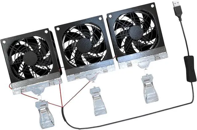 Main image of Portable Fan, 8cm Adjustable Clip Switches Control and Mesh for Fish Tanks Electronics Angled USB(B)