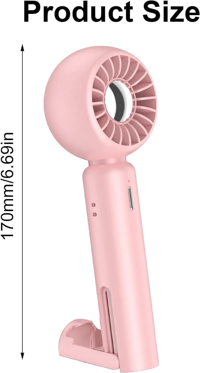 Alt view image 7 of 7 - Portable Fan, Rechargeable USB with Base, Handheld Pocket for Indoor and Outdoor Use 3Speed Gear School(B)