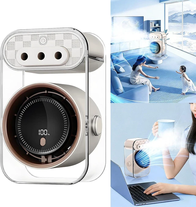Alt view image 2 of 7 - Portable Desktop Humidifying Fan Adjustable Speeds USB Rechargeable Misting Fan for Home Offices and Outdoor Use