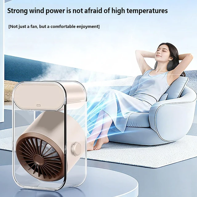 Alt view image 5 of 7 - Portable Desktop Humidifying Fan Adjustable Speeds USB Rechargeable Misting Fan for Home Offices and Outdoor Use