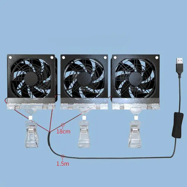 Alt view image 4 of 7 - Portable Fan, 8cm Adjustable Clip Switches Control and Mesh for Fish Tanks Electronics Angled USB(B)