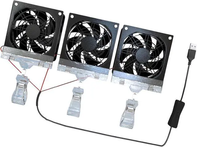 Alt view image 6 of 7 - Portable Fan, 8cm Adjustable Clip Switches Control and Mesh for Fish Tanks Electronics Angled USB(B)