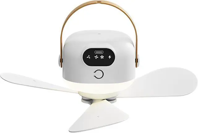 Main image of Portable USB Rechargeable Hanging Fan with Remote Control, 3-Speed LED Light, Quiet Personal Mini Desk Fan with Hook, Type-C Fast Charging for Camping Dorm Home Office