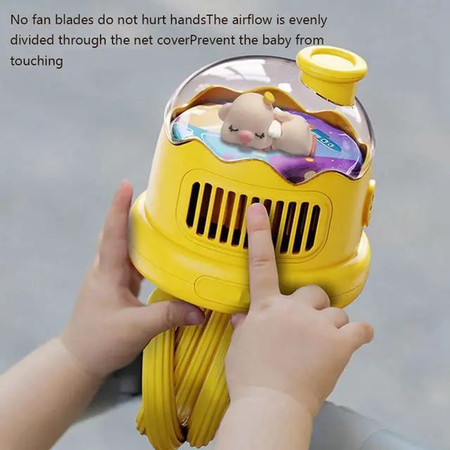 Alt view image 2 of 4 - Handheld fans, Portable Stroller Fan USB Rechargeable Silent Outdoor Clip-on Kids Handheld Bladeless Fan(Pink)