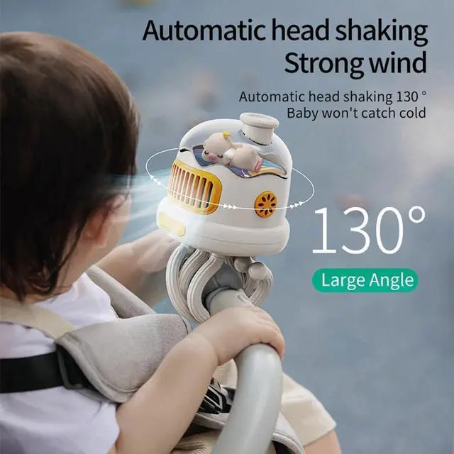 Alt view image 3 of 4 - Handheld fans, Portable Stroller Fan USB Rechargeable Silent Outdoor Clip-on Kids Handheld Bladeless Fan(Pink)