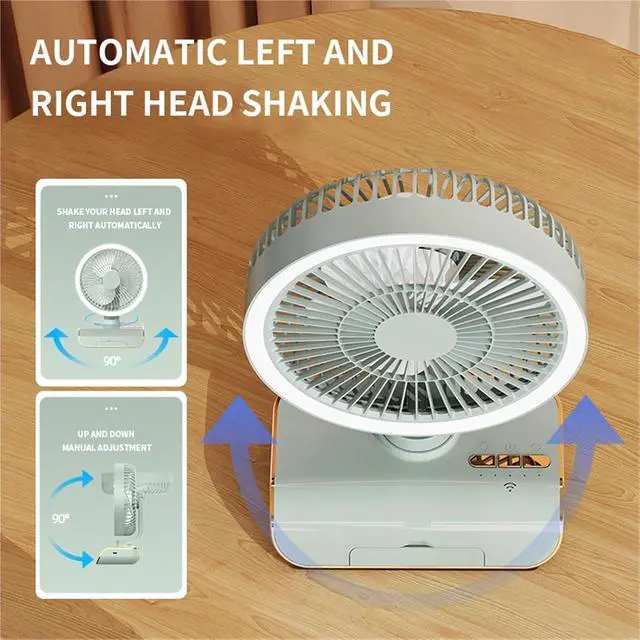 Alt view image 3 of 7 - USB Rechargeable Air Circulator Fan, Multifunction Powerful Cooling for Camping, Road Travel, Living Room(Green,4000mA)