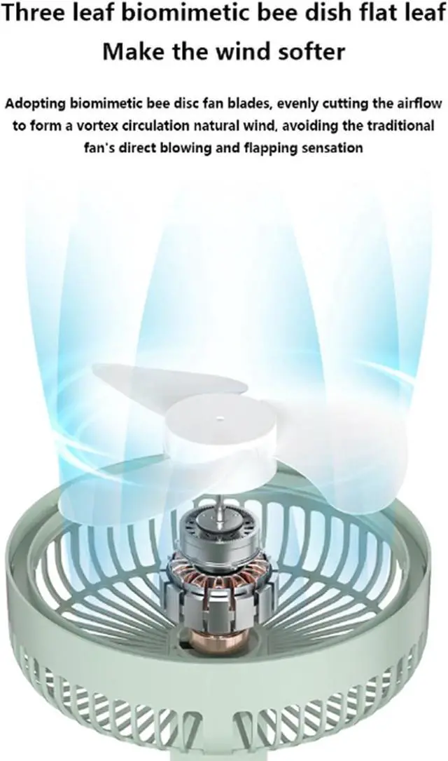 Alt view image 4 of 7 - USB Rechargeable Air Circulator Fan, Multifunction Powerful Cooling for Camping, Road Travel, Living Room(Green,4000mA)