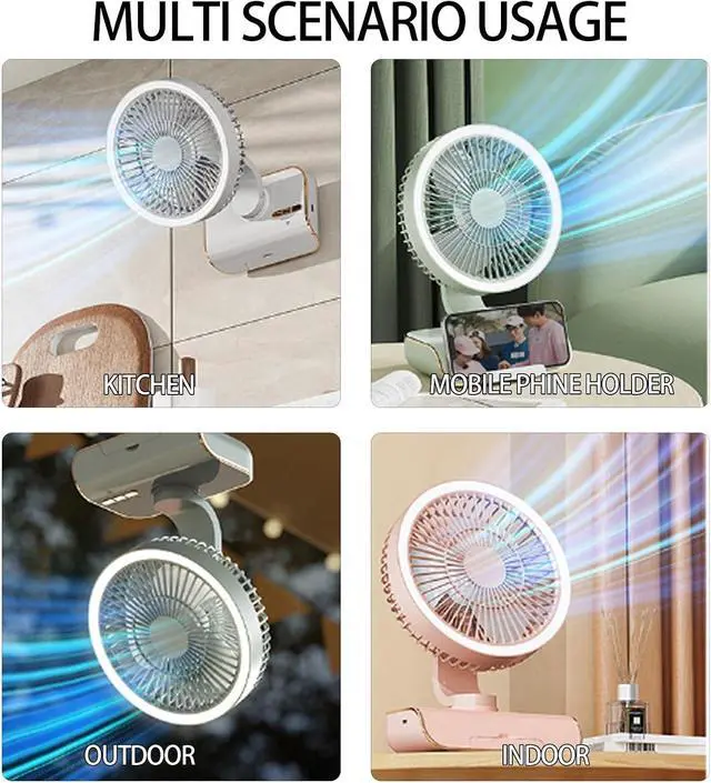 Alt view image 6 of 7 - USB Rechargeable Air Circulator Fan, Multifunction Powerful Cooling for Camping, Road Travel, Living Room(Green,4000mA)