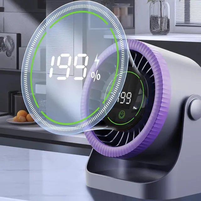 Alt view image 5 of 7 - USB Powered Desktop Fan with 1.5H Quickly Charging and Strong Vortexes Wind for Workspaces Type C Rechargeable Fan