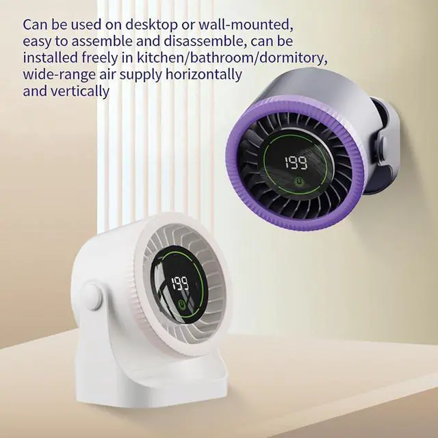 Alt view image 6 of 7 - USB Powered Desktop Fan with 1.5H Quickly Charging and Strong Vortexes Wind for Workspaces Type C Rechargeable Fan