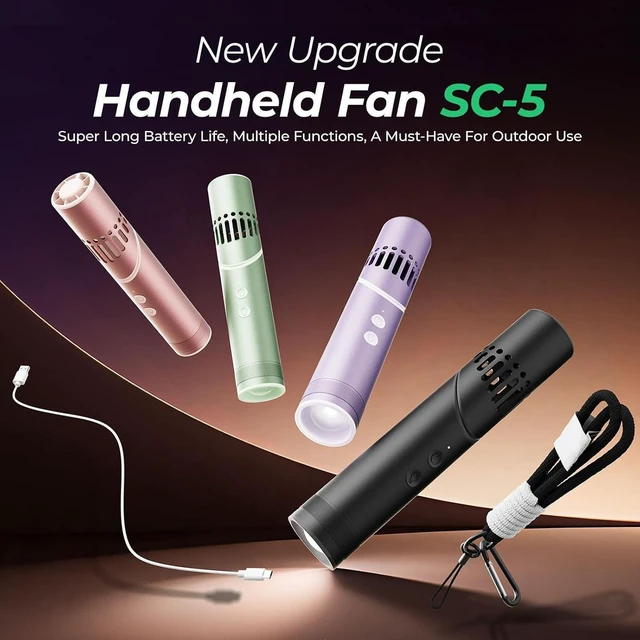 Alt view image 3 of 7 - Foldable USB Rechargeable Hand Fan with Flashlight Multiple Settings Perfect for Travel and Warm Weather Cooling Multi Fan