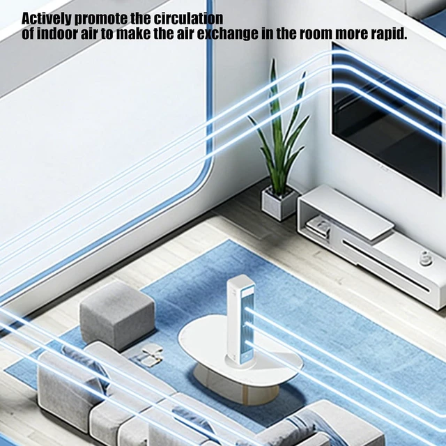 Alt view image 2 of 7 - Portable Bladeless USB Fan with 3600mAh Battery 5V 80cm Cable Tower Fan Texture for Home Offices Travel Use Offices Cooling