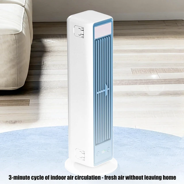 Alt view image 3 of 7 - Portable Bladeless USB Fan with 3600mAh Battery 5V 80cm Cable Tower Fan Texture for Home Offices Travel Use Offices Cooling