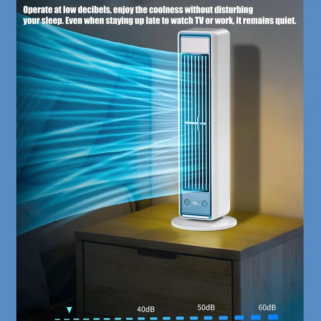 Alt view image 4 of 7 - Portable Bladeless USB Fan with 3600mAh Battery 5V 80cm Cable Tower Fan Texture for Home Offices Travel Use Offices Cooling