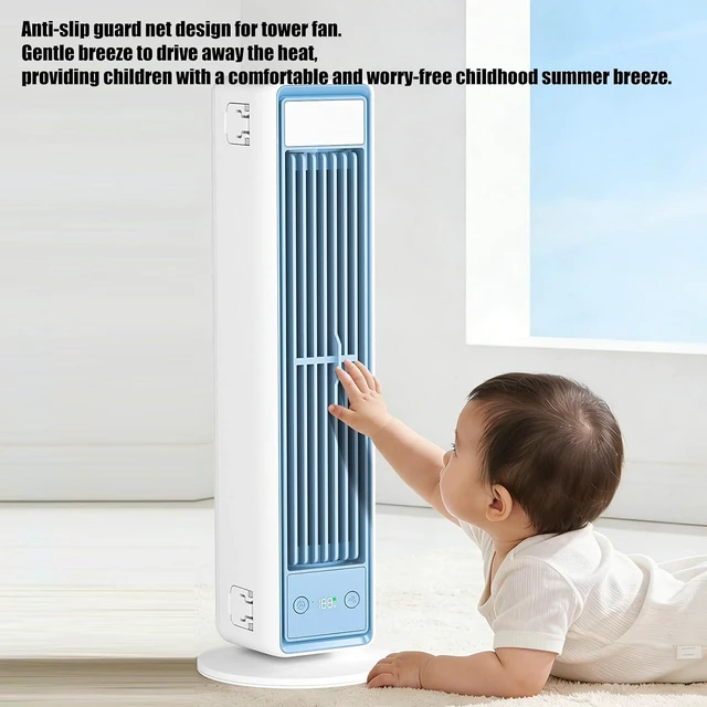 Alt view image 5 of 7 - Portable Bladeless USB Fan with 3600mAh Battery 5V 80cm Cable Tower Fan Texture for Home Offices Travel Use Offices Cooling