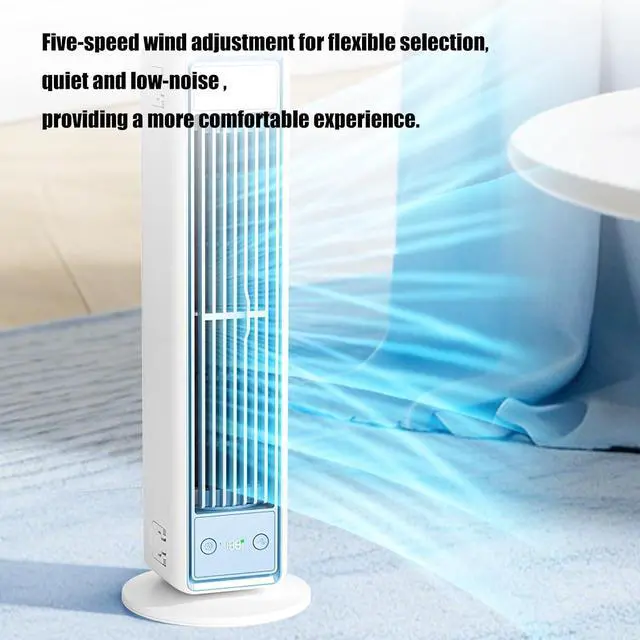 Alt view image 7 of 7 - Portable Bladeless USB Fan with 3600mAh Battery 5V 80cm Cable Tower Fan Texture for Home Offices Travel Use Offices Cooling