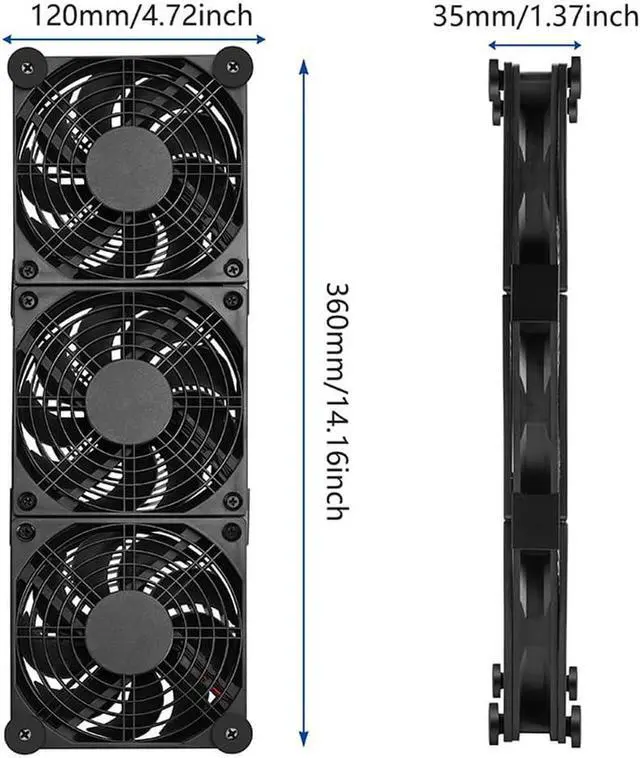 Alt view image 2 of 7 - USB Fan, 120mm USB Portable Cooling Fan, High Airflow Cooling Fan Computer Fan for Flat Panel TV Receiver Router Computer Cabinet Cooler(Triple Fans)