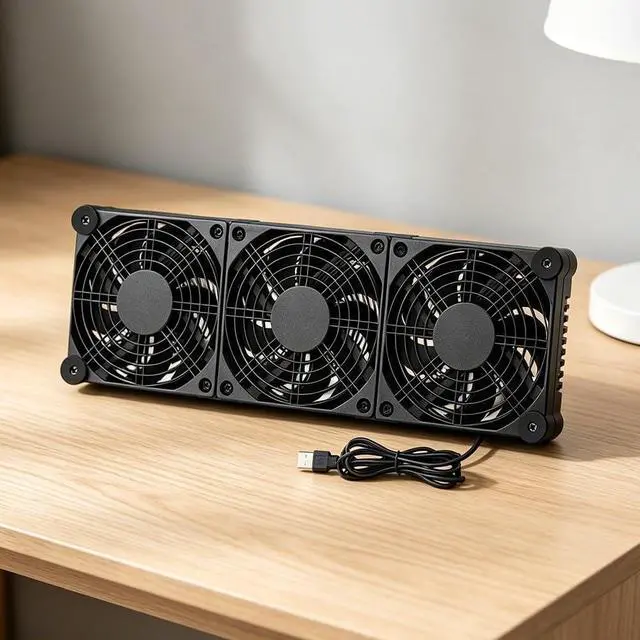 Alt view image 5 of 7 - USB Fan, 120mm USB Portable Cooling Fan, High Airflow Cooling Fan Computer Fan for Flat Panel TV Receiver Router Computer Cabinet Cooler(Triple Fans)