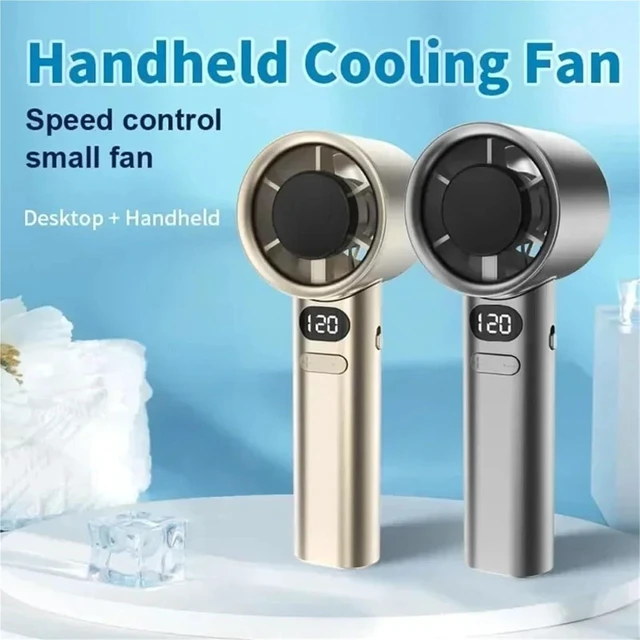 Alt view image 2 of 5 - Handheld Fan, Handheld Fan 120 Speed Portable Desktop Fans Instant Cooling with Ice Mode,for Outdoors/Travel/Camping(White)
