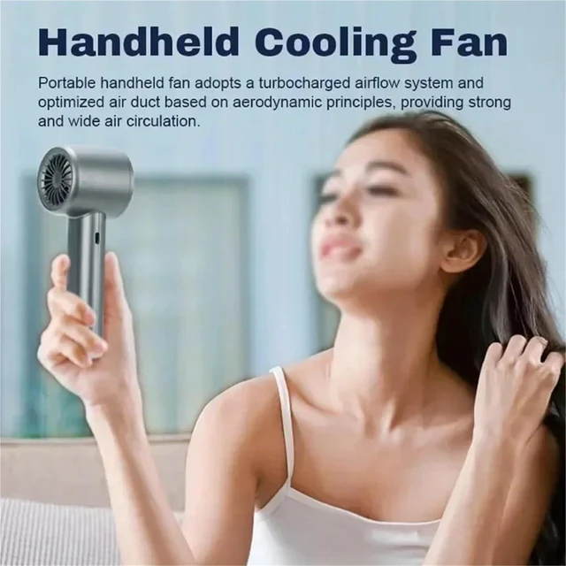 Alt view image 4 of 5 - Handheld Fan, Handheld Fan 120 Speed Portable Desktop Fans Instant Cooling with Ice Mode,for Outdoors/Travel/Camping(White)