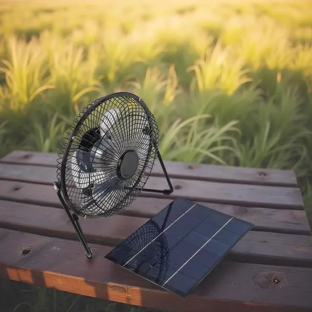 Alt view image 5 of 7 - Solar Panel Fan Kit 5.2W 6V Polycrystalline Solar Panel with 8 Inch USB Fan Pet House, Small Chicken Coops, Greenhouses, Sheds, for Window Cooling,