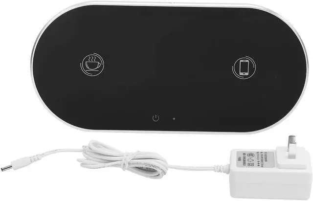 Main image of Electric Cup Warmer and Wireless Charger, Thermostatic Heating Coaster for Coffee and Tea, 10W Fast Charging Pad for Phone, Non Slip Base
