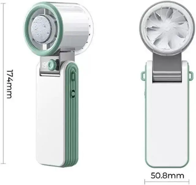 Alt view image 3 of 7 - Handheld Desk Fan 199 Speed Folding Ice Cooling USB Mini Fan 4 Colors(Greenish White)