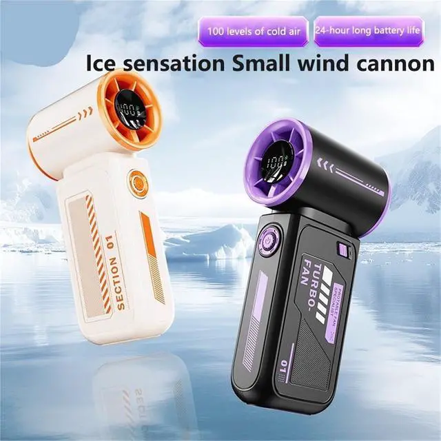 Alt view image 2 of 5 - Handheld Fan, Portable Handheld Fan 100 Wind Speeds Mini Bladeless Cold,for Outdoors/Travel/Camping(Purple)