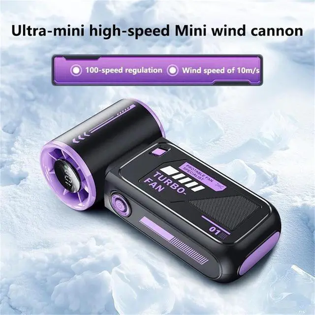 Alt view image 4 of 5 - Handheld Fan, Portable Handheld Fan 100 Wind Speeds Mini Bladeless Cold,for Outdoors/Travel/Camping(Purple)