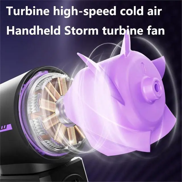 Alt view image 5 of 5 - Handheld Fan, Portable Handheld Fan 100 Wind Speeds Mini Bladeless Cold,for Outdoors/Travel/Camping(Purple)