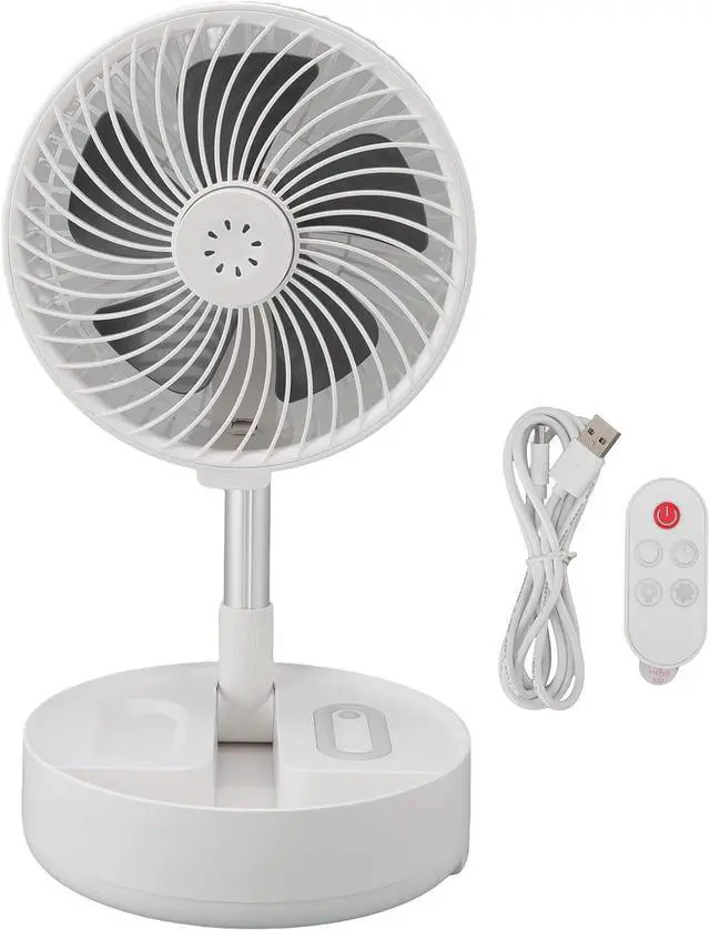 Main image of Folding Telescopic Portable Fan 4 Speed USB Rechargeable Remote Control Desktop Floor Fan with Light for Home Travel