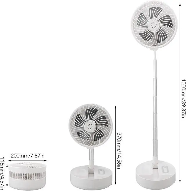 Alt view image 5 of 7 - Folding Telescopic Portable Fan 4 Speed USB Rechargeable Remote Control Desktop Floor Fan with Light for Home Travel
