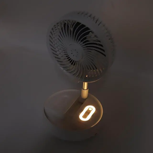 Alt view image 7 of 7 - Folding Telescopic Portable Fan 4 Speed USB Rechargeable Remote Control Desktop Floor Fan with Light for Home Travel