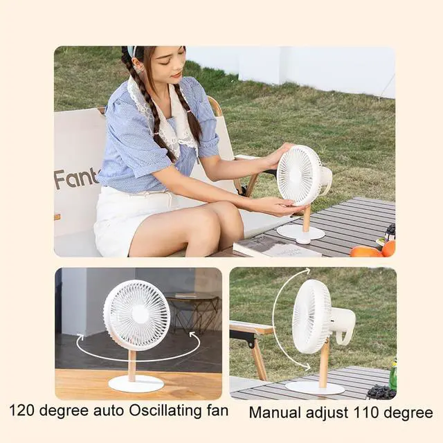 Alt view image 3 of 7 - Desk Fan with LED Light Fan Table USB Rechargeable 4 Speeds Portable for Indoor Outdoor Camping Usb Portable Travel Camping