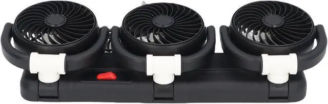 Alt view image 4 of 7 - 3 Heads Car Fan USB Adjustable Speed Foldable Portable Cooling Fan with Phone Holder Compatible with Vehicles Cars Trucks SUVs